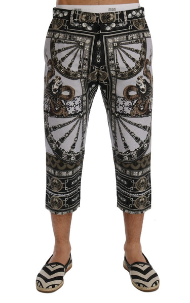 Multicolor Dragon Print Capri Pants